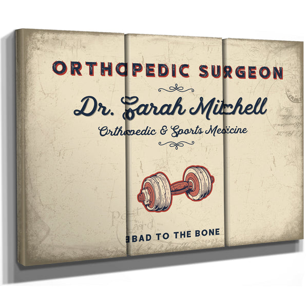 Personalized Orthopedic Surgeon Sign, Bad to the Bone, Cream & Navy, image 14