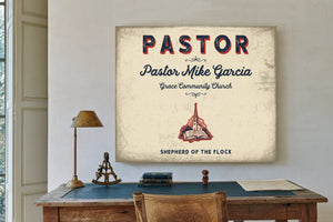 Personalized Pastor Sign, Shepherd of the Flock, Cream & Navy, image 2