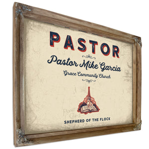 Personalized Pastor Sign, Shepherd of the Flock, Cream & Navy, image 6