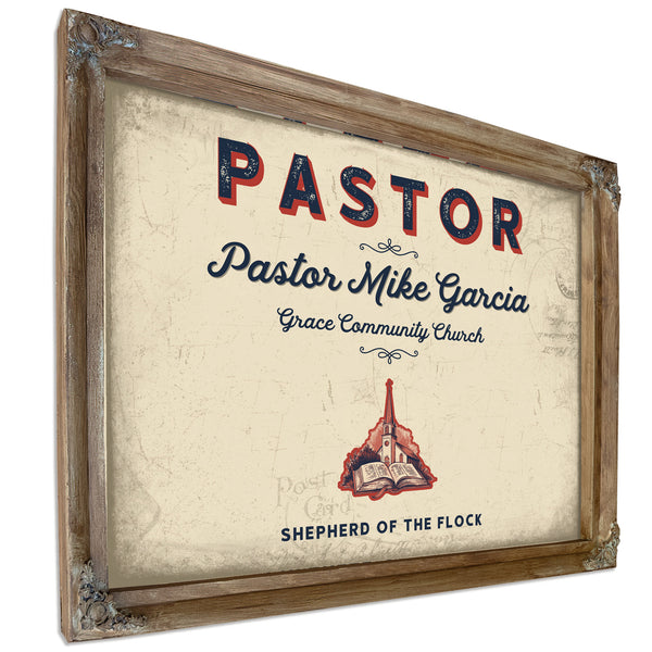 Personalized Pastor Sign, Shepherd of the Flock, Cream & Navy, image 6