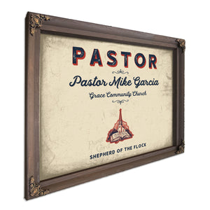 Personalized Pastor Sign, Shepherd of the Flock, Cream & Navy, image 7