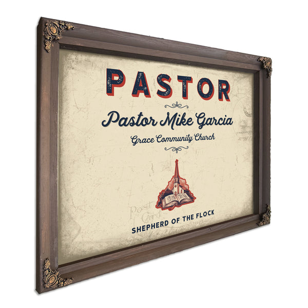 Personalized Pastor Sign, Shepherd of the Flock, Cream & Navy, image 7