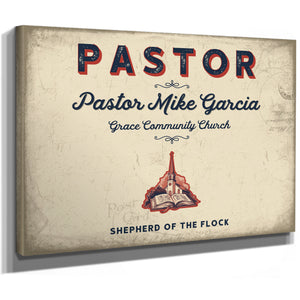 Personalized Pastor Sign, Shepherd of the Flock, Cream & Navy, image 8