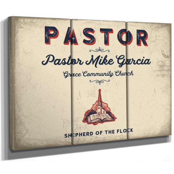 Personalized Pastor Sign, Shepherd of the Flock, Cream & Navy, image 14
