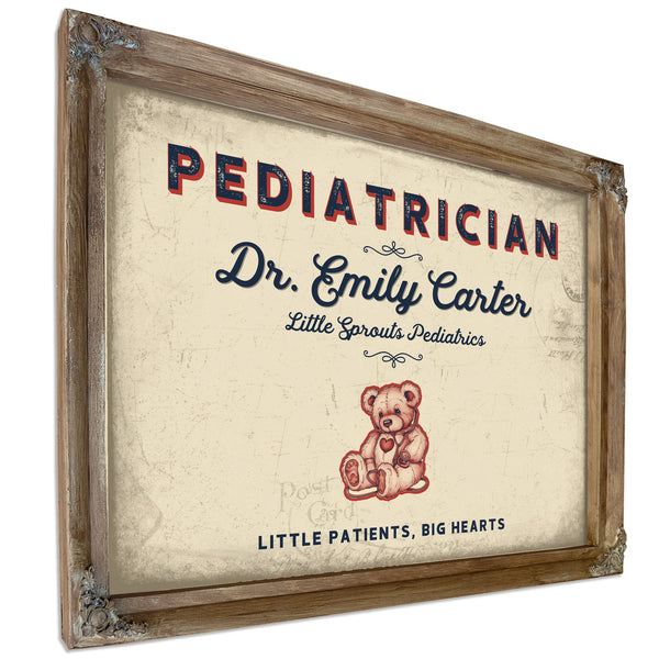 Personalized Pediatrician Sign, Little Patients, Big Hearts, Cream & Navy, image 6