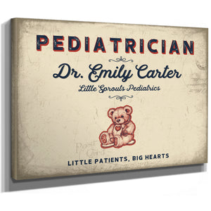 Personalized Pediatrician Sign, Little Patients, Big Hearts, Cream & Navy, image 8