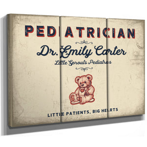Personalized Pediatrician Sign, Little Patients, Big Hearts, Cream & Navy, image 14