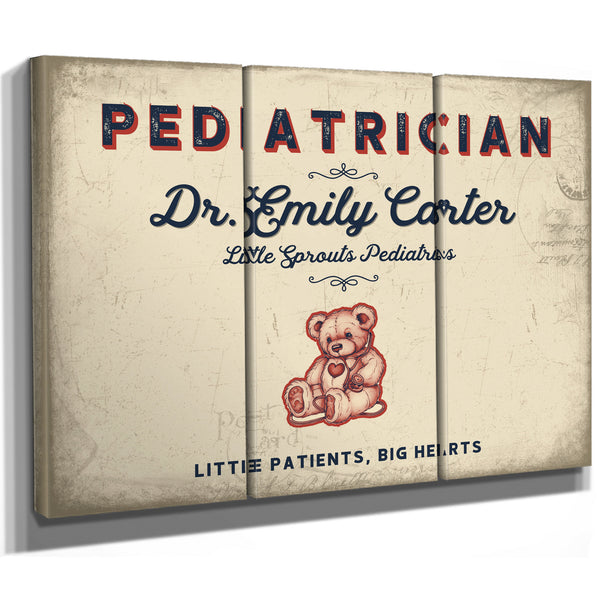 Personalized Pediatrician Sign, Little Patients, Big Hearts, Cream & Navy, image 14