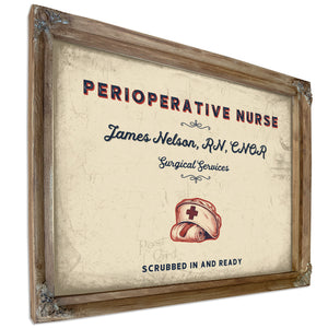 Personalized Perioperative Nurse Sign, Scrubbed In and Ready, Cream & Navy, image 6