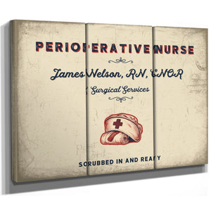 Personalized Perioperative Nurse Sign, Scrubbed In and Ready, Cream & Navy, image 14