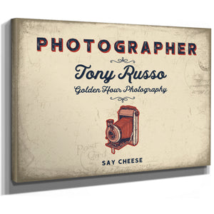 Personalized Photographer Sign, Say Cheese, Cream & Navy, image 8