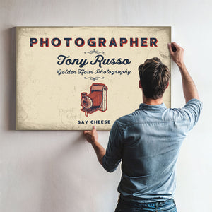 Personalized Photographer Sign, Say Cheese, Cream & Navy, image 9