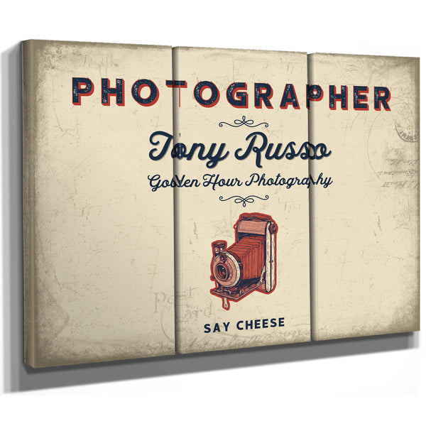 Personalized Photographer Sign, Say Cheese, Cream & Navy, image 14
