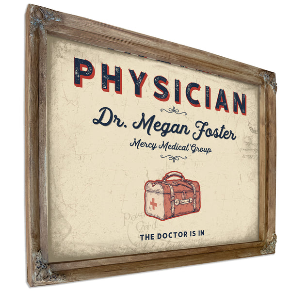 Personalized Physician Sign, The Doctor Is In, Cream & Navy, image 6