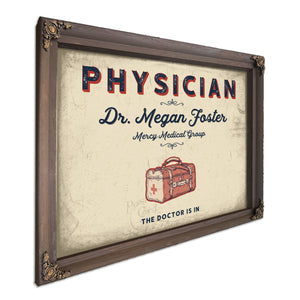 Personalized Physician Sign, The Doctor Is In, Cream & Navy, image 7