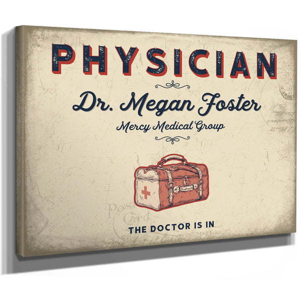 Personalized Physician Sign, The Doctor Is In, Cream & Navy, image 8