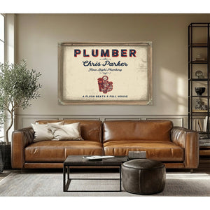 Personalized Plumber Sign, A Flush Beats a Full House, Cream & Navy, image 3