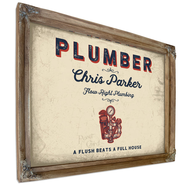 Personalized Plumber Sign, A Flush Beats a Full House, Cream & Navy, image 6