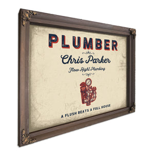 Personalized Plumber Sign, A Flush Beats a Full House, Cream & Navy, image 7