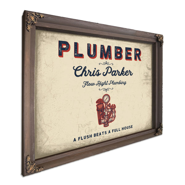 Personalized Plumber Sign, A Flush Beats a Full House, Cream & Navy, image 7