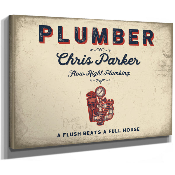 Personalized Plumber Sign, A Flush Beats a Full House, Cream & Navy, image 8