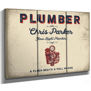 Personalized Plumber Sign, A Flush Beats a Full House, Cream & Navy, image 14