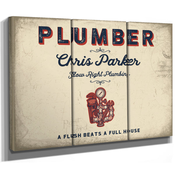 Personalized Plumber Sign, A Flush Beats a Full House, Cream & Navy, image 14