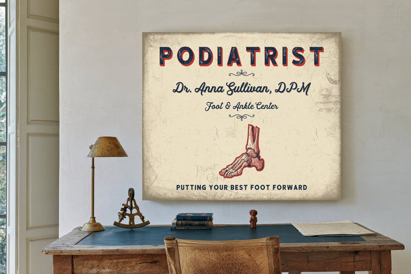 Personalized Podiatrist Sign, Putting Your Best Foot Forward, Cream & Navy, image 2