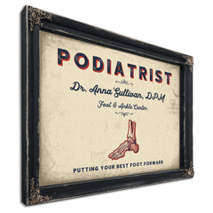 Personalized Podiatrist Sign, Putting Your Best Foot Forward, Cream & Navy, image 1