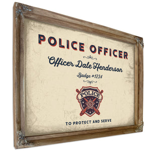 Personalized Police Officer Sign, To Protect and Serve, Cream & Navy, image 6