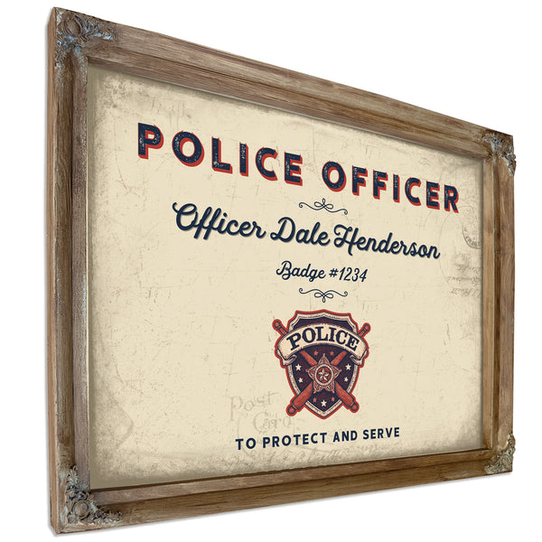 Personalized Police Officer Sign, To Protect and Serve, Cream & Navy, image 6