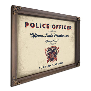 Personalized Police Officer Sign, To Protect and Serve, Cream & Navy, image 7