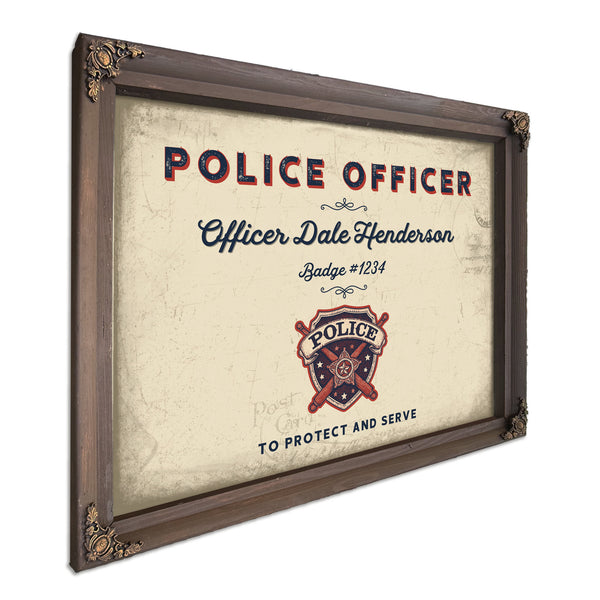 Personalized Police Officer Sign, To Protect and Serve, Cream & Navy, image 7
