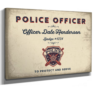 Personalized Police Officer Sign, To Protect and Serve, Cream & Navy, image 8