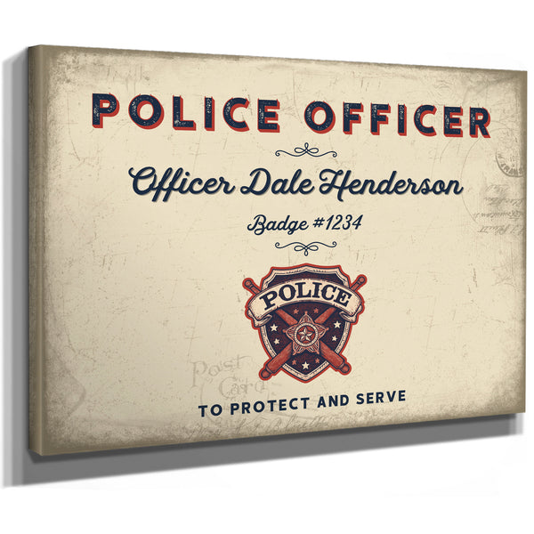 Personalized Police Officer Sign, To Protect and Serve, Cream & Navy, image 8