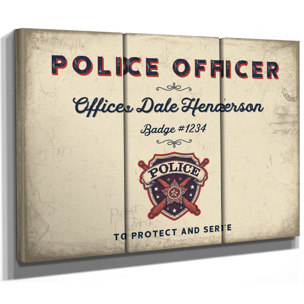 Personalized Police Officer Sign, To Protect and Serve, Cream & Navy, image 14