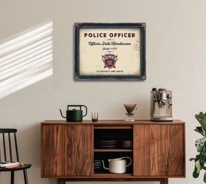 Personalized Police Officer Sign, To Protect and Serve, Cream & Navy, image 15