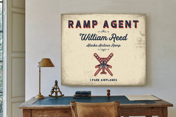 Personalized Ramp Agent Sign, I Park Airplanes, Cream & Navy, image 2