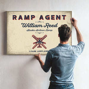 Personalized Ramp Agent Sign, I Park Airplanes, Cream & Navy, image 9