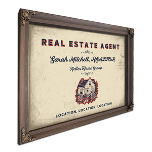 Personalized Real Estate Agent Sign, Location, Location, Location, Cream & Navy, image 7