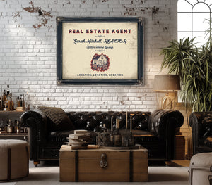 Personalized Real Estate Agent Sign, Location, Location, Location, Cream & Navy, image 18