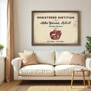 Personalized Registered Dietitian Sign, Eat Well, Live Well, Cream & Navy, image 5