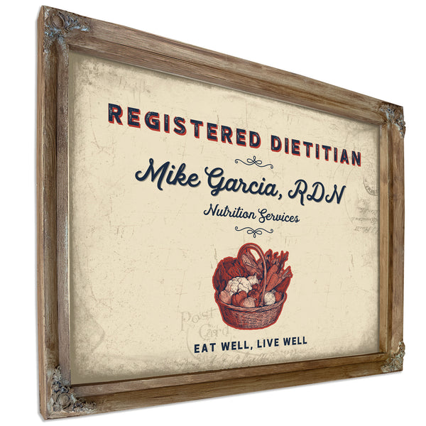 Personalized Registered Dietitian Sign, Eat Well, Live Well, Cream & Navy, image 6