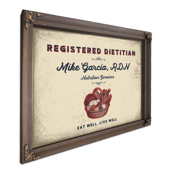 Personalized Registered Dietitian Sign, Eat Well, Live Well, Cream & Navy, image 7