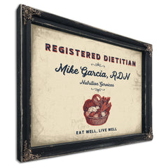 Personalized Registered Dietitian Sign, Eat Well, Live Well, Cream & Navy, image 1
