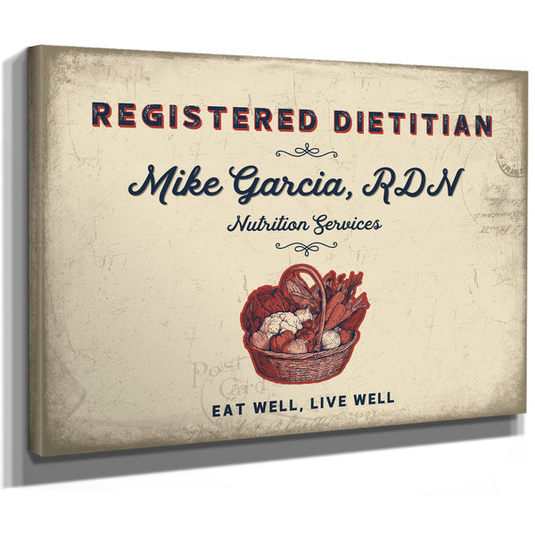 Personalized Registered Dietitian Sign, Eat Well, Live Well, Cream & Navy, image 8
