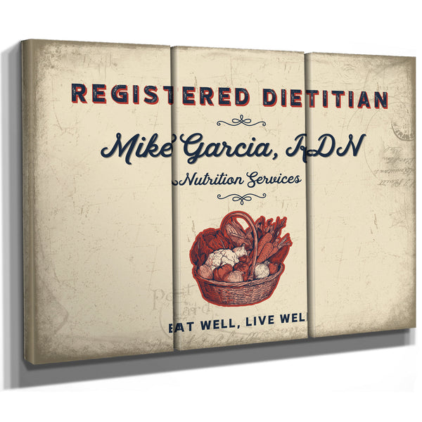 Personalized Registered Dietitian Sign, Eat Well, Live Well, Cream & Navy, image 14