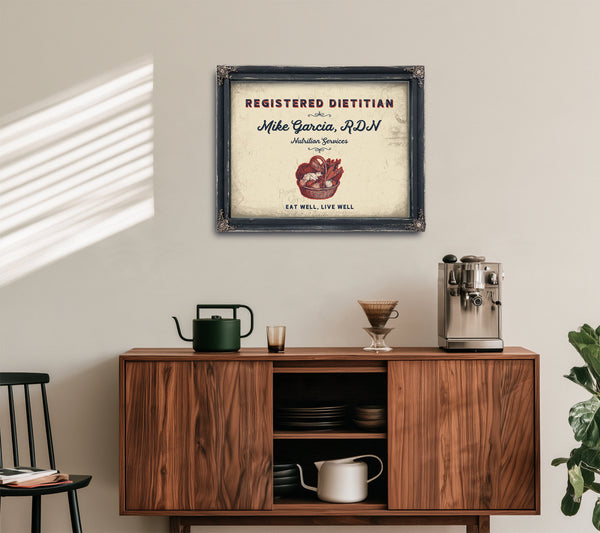 Personalized Registered Dietitian Sign, Eat Well, Live Well, Cream & Navy, image 15