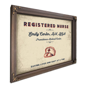 Personalized Registered Nurse Sign, Saving Lives One Shift at a Time, Cream & Navy, image 7
