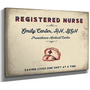 Personalized Registered Nurse Sign, Saving Lives One Shift at a Time, Cream & Navy, image 8